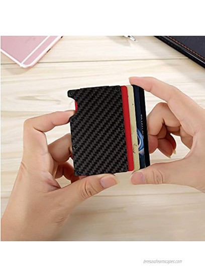 Carbon Fiber RFID Wallets for Men with Money Clip Personalized Slim Minimalist Engraved Card Holder Gifts for Men Husband Boyfriend Gifts for Birthday Anniversary Wedding，Valentine's Day