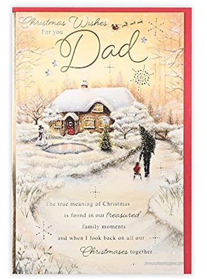 Clintons: Dad Snowy Cottage Scene Christmas Card