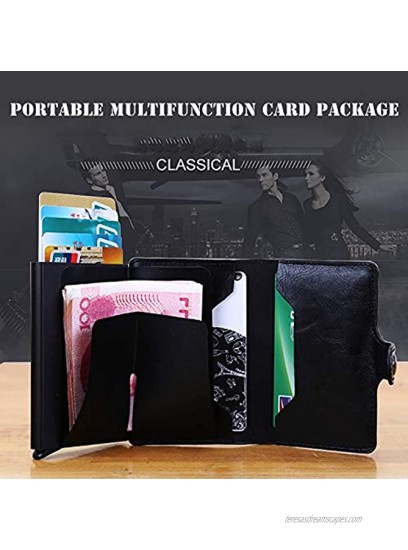 Credit Card Holder Slim Wallet Front Pocket Protector Pop up Design Aluminum Up to Hold 7 Cards （Black）