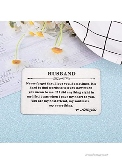 Engraved Wallet Insert Card Birthday Gifts for Husband Boyfriend Groom Fiance Anniversary Wedding Valentines Gift from Wife Girlfriend