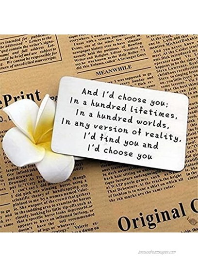 Engraved Wallet Insert Card I'd choose you Metal Cards Birthday Card Gifts for Husband Wedding Day Husband Gifts from Wife Anniversary Valentines Gifts for Men Groom Fiance Romantic Gift