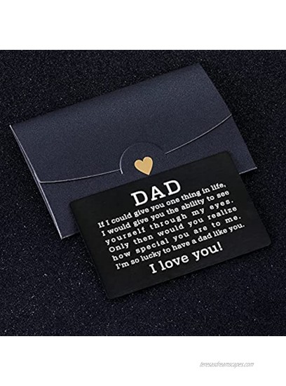 Father’s Day Gifts from Son Daughter Kids Engraved Wallet Insert Card Dad Birthday Gifts from Mom Wife Step Dad Gift Ideas Stainless Metal Card Insert for Him Papa Grandpa Thansginving Day Christmas Gifts for Men