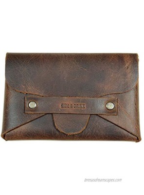 Hide & Drink Leather Snapless Business Card Holder Holds Up to 10 Cards Plus Folded Bills Cash Organizer Accessories Minimalist Wallet Handmade Includes 101 Year Warranty :: Bourbon Brown