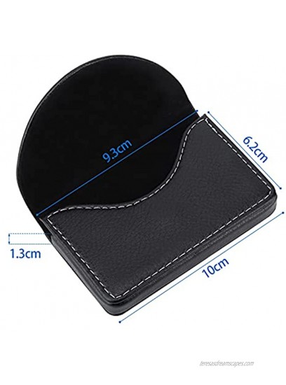 kiniza 2 PCS Leather Business Card Case Holder Pocket Cards Wallet Case for Men Women Name Card Case Holder with Magnetic Shut Holds 25 Business Cards Black and Coffee