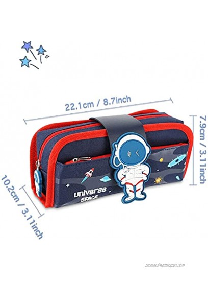 Large Capacity Space Man Pencil Case for Boys LANKIN Cartoon Pen Pouch Stationery Bag for Primary Middle School Students Teens Gift Space Man Black
