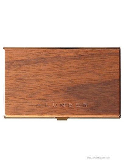 +LUMBER by Hacoa PL025 Card CASE Stainless Case for Business Cards with an Accent of Precious Wood Walnut