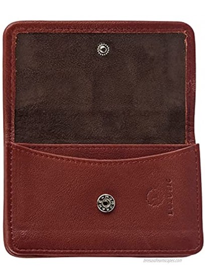 Luxutic Streamlined Business Card Holder With Sheep Skin Leather Weaving Design Maroon With Two Credit Card Slot