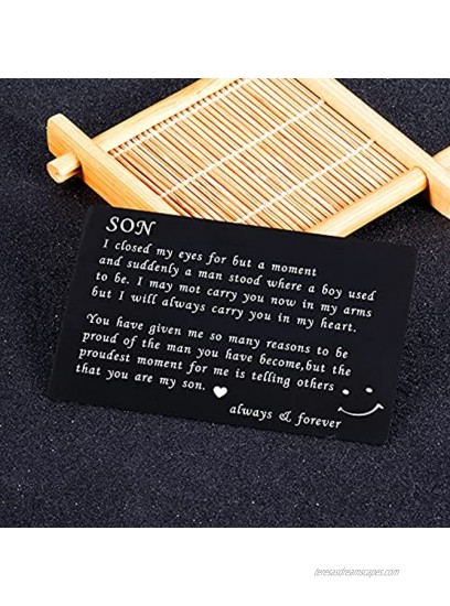 Metal Wallet Insert Card for Son Gift to My Son Inspirational Gift From Mom Unique Love Insert Cards Proud of You Gifts Son Graduation Birthday Wedding Christmas Gift with Inspirational Quotes for Men