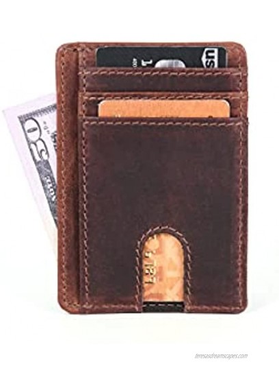 Minimalist Genuine Leather Card Case Holder Slim Front Pocket Wallet Handmade GIFT Ready Dark Brown