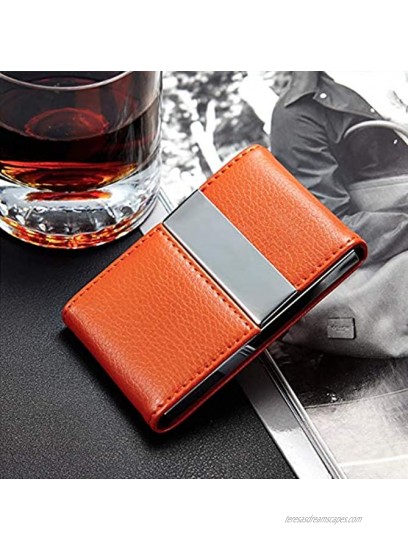 Omabeta Multifunctional Portable Double-Open Stainless Steel Business Card Holder,Modern Practical Name Card Case Credit Card Case for Work Business TripOrange