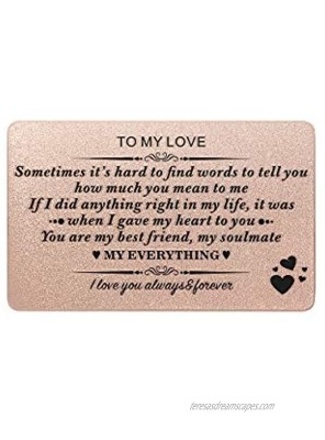 Personalized Engraved Frosted Wallet Insert Card for Boyfriend Husband from Wife Girlfriend for Birthday Valentines Christmas Anniversary Love Message Custom Metal Card with U.S. Map on Back
