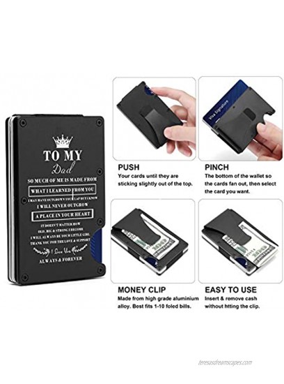 Personalized Engraved Men Aluminum Minimalist Wallet for Dad from Daughter Little Girl Slim Front Pocket RFID Blocking Money Clip Metal Credit Card Holder for Him Birthday Christmas Fathers Day