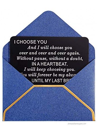 Personalized Mini Engraved Metal Card Inserts for Men I Choose You Special Custom Wallet Insert Cards for Him Husband Boyfriend Fiance for Valentines Day Christmas Anniversary Birthday