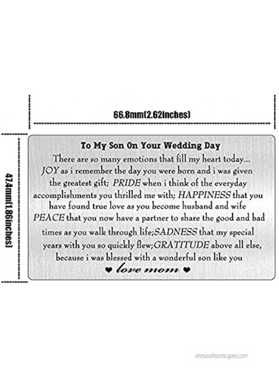 Personalized To My Son On Your Wedding Day Engraved Wallet Card Inserts From Mom Wedding Gifts