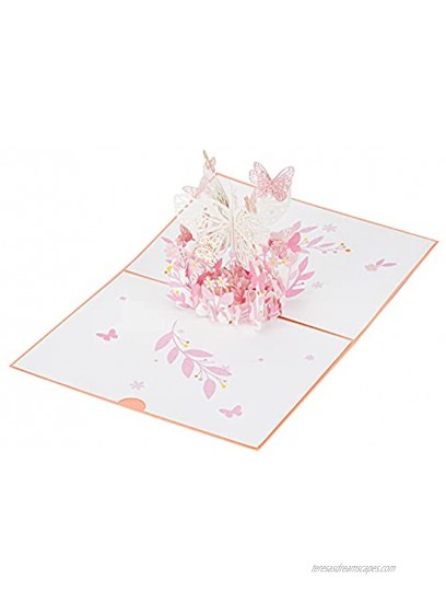 Pink Butterfly Pop Up Card,Birthday,Mother's Day,Anniversary,Wedding,Valentines day,Thinking of You,Flower Basket 3D Greeting Cards,Card For Wife Husband Friends Women Men Girlfriend All Occasion