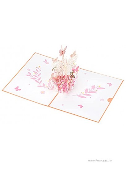 Pink Butterfly Pop Up Card,Birthday,Mother's Day,Anniversary,Wedding,Valentines day,Thinking of You,Flower Basket 3D Greeting Cards,Card For Wife Husband Friends Women Men Girlfriend All Occasion