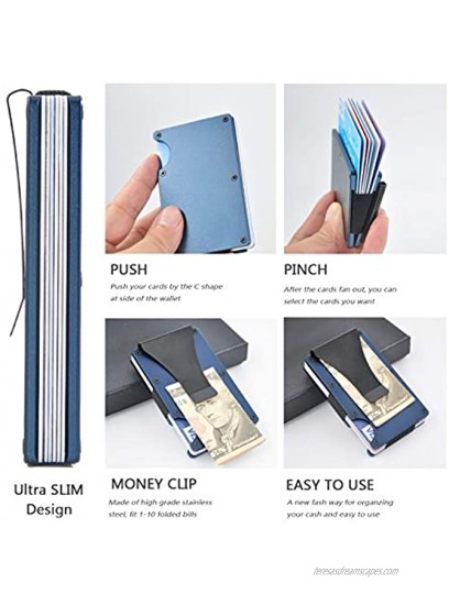 RFID Slim Minimalist Metal Wallet with Money Clip Aluminum Credit Card Holder Wallet Organizer for Men Women