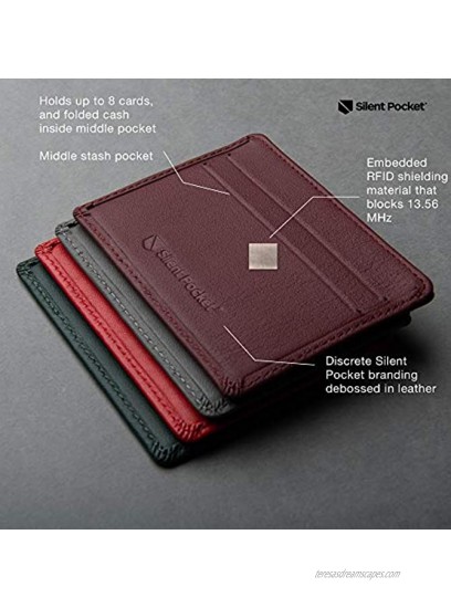Silent Pocket Napa Leather RFID Blocking Simple Card Wallet Maroon