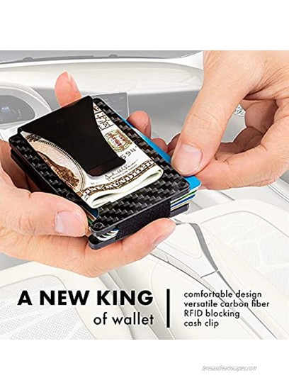 Slim Carbon Fiber Wallet Minimalist RFID Blocking Stainless Steel Metal Wallet Holds 12 Cards with Integrated Carbon Fiber Money Clip Credit Card Holder Gifts for Men Women