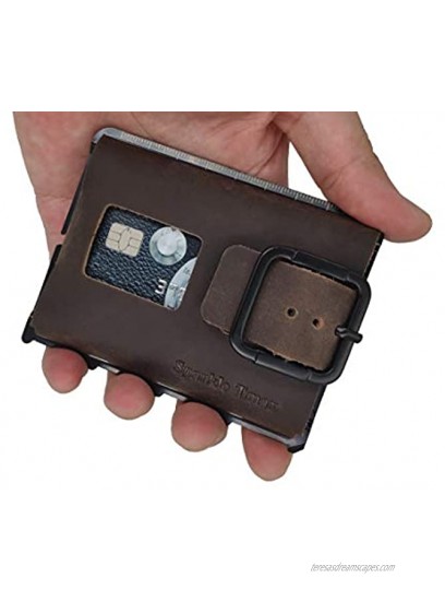 Sparkle Tmax Metal Card Protector Leather RFID Blocking Card Case Brown
