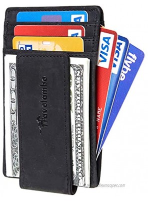 Travelambo Money Clip Front Pocket Wallet Slim Minimalist Wallet RFID Blocking Black Classic