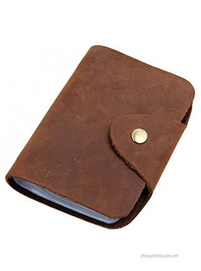 Vintage Leather Credit Card Holder Wallet,UBaymax 26 Slots Crazy Horse Leather Cards Book Case Brown