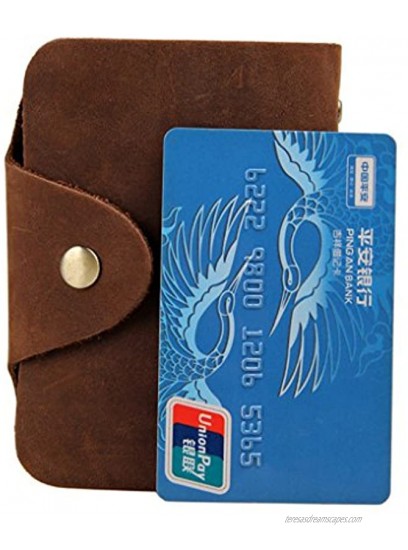 Vintage Leather Credit Card Holder Wallet,UBaymax 26 Slots Crazy Horse Leather Cards Book Case Brown