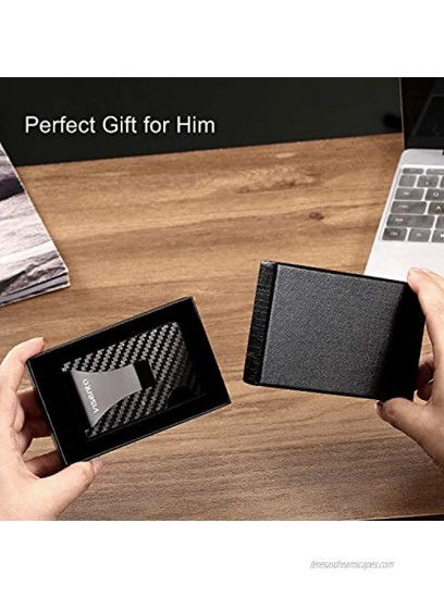 Visenta Men's Wallet RFID Blocking Card Holder with money clip Carbon Fiber and Premium Aluminium Slim Minimalist Design