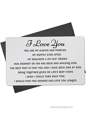 Wallet Insert Card Engraved Metal Anniversary Birthday Christmas Valentines Gifts for Men or Women Couples from Wife Husband Girlfriend or Boyfriend