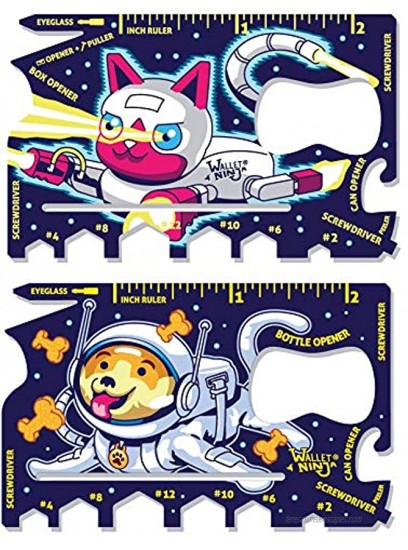 Wallet Ninja Space Puppy Robot Kitty: 18 in 1 Credit Card Sized Multitool Robot Kitty
