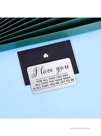 Wedding Anniversary Gifs for Him Her Husband Valentines Day Engraved Wallet Insert Card I Love You Gifts for Boyfriend Hubby Fiancé Groom Men from Wife Girlfriend Birthday Christmas New Year Gift