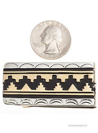 $150Tag Sun Teepee 12ktGF Silver Certified Navajo Native American Money Clip 24536-1 Made by Loma Siiva