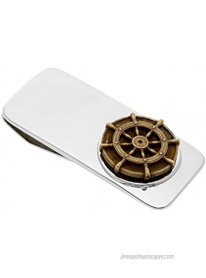 Americana Sterling Silver and Bronze Pilot Ships Wheel Money Clip