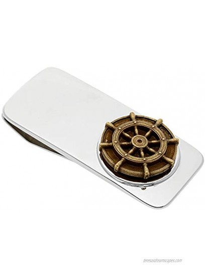 Americana Sterling Silver and Bronze Pilot Ships Wheel Money Clip