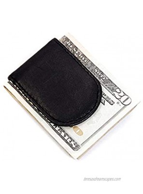 Black Genuine Leather Magnetic Money Clip