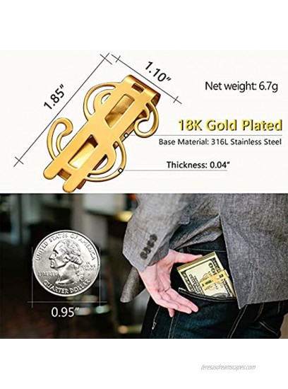 ChainsPro Personalized Money Clip Men 316L Stainless Steel Gold Plated Black for Father's Day Xmas Gift-Send Gift Box