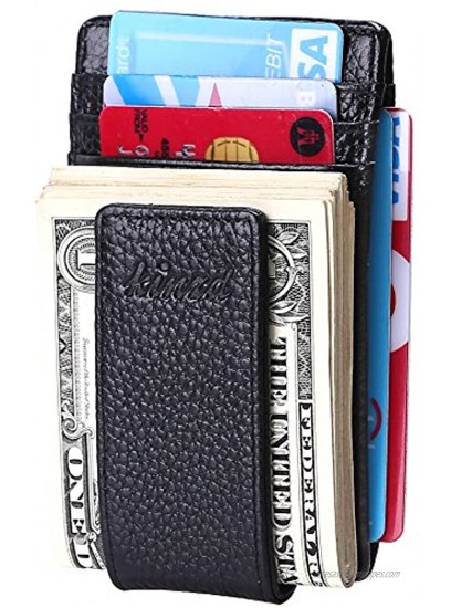 Money Clip Front Pocket Wallet Leather RFID Blocking Strong Magnet thin Wallet