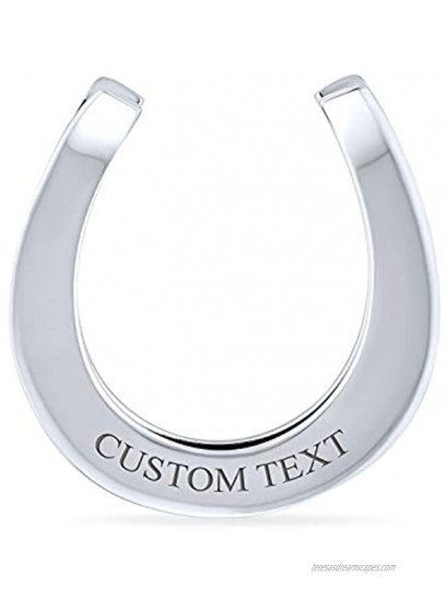 Personalized Gift Strong Good Luck Customizable Lucky Horseshoe Money Clip Credit Card For Men Equestrian Graduation Engravable 925 Sterling Silver