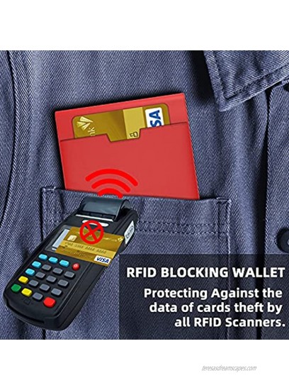 REXKEY Leather Minimalist Wallet for Men Credit Card Holder with Money Clip RFID