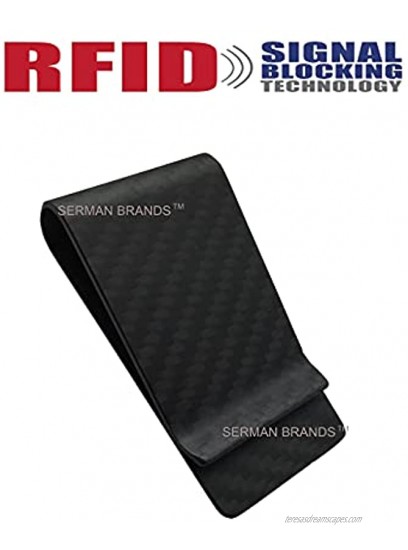 SERMAN BRANDS Carbon Fiber Money Clip Credit Card Holder Slim Business Front Pocket Clips for Men Black Glossy