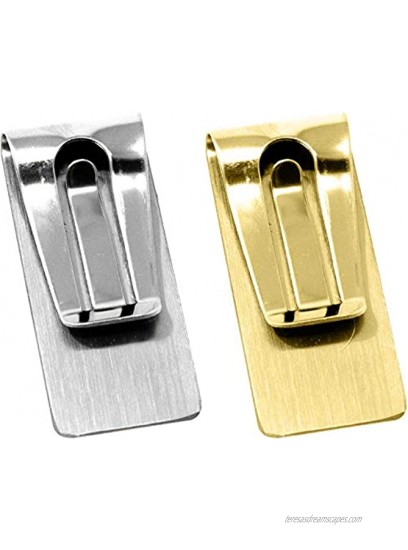 Set of 2 Chrome-Plated Stainless Steel Money Clip in Silver & Gold