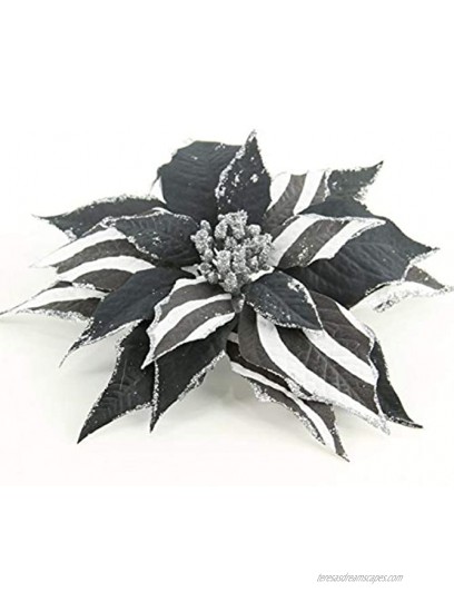 Shinoda Design Center 9 D Faux Poinsettia w Clip Tiger Black White 2 Bag Multi