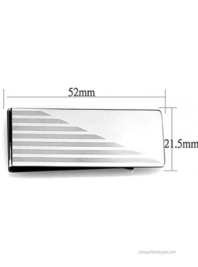 Silver Tone Stainless Steel Money Clip with Striped Etching Detail