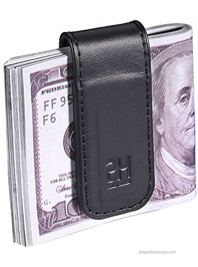 Slim Magnetic Money Clip Genuine Leather Business Card Holder for Men