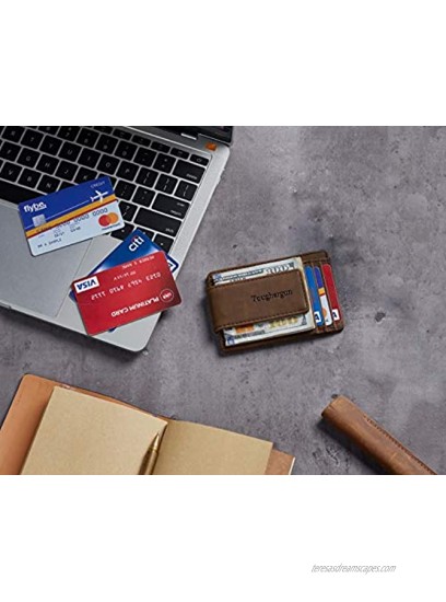 Toughergun Genuine Leather Magnetic Front Pocket Money Clip Wallet RFID Blocking