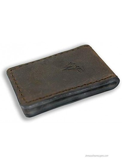Wiseguy Suspenders Money Clip made from Authentic American Nubuck Dark Brown Leather