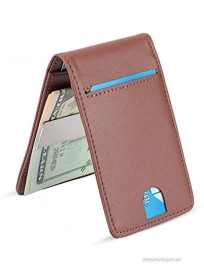 YOOMALL Leather Money Clip Wallet for Men RFID Blocking Minimalist Card Holder Slim Front Pocket Wallets