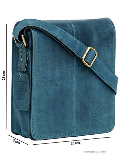 100% Pure Genuine Real Vintage Hunter Leather Handmade Mens Leather Flapover Everyday Crossover Shoulder Work Tablet Messenger Bag Distressed Blue