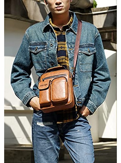 AIEOE Men's shoulder Bags PU Leather with Multiple Pockets Crossbody Casual Handbag for Wallet Purse Mobile Phone Keys
