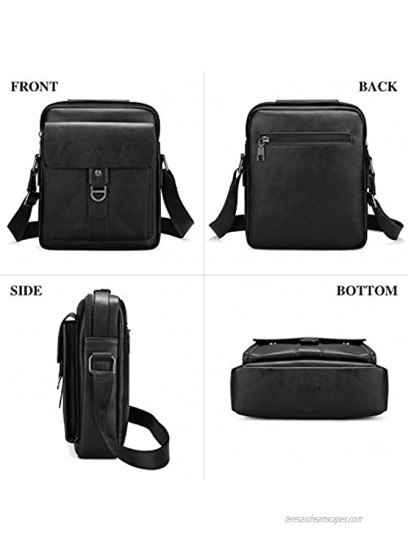 BAIGIO Lightweight Shoulder Bag for Men PU Leather Crossbody Messenger Bag Small Handbag for Work School Business Travel Black